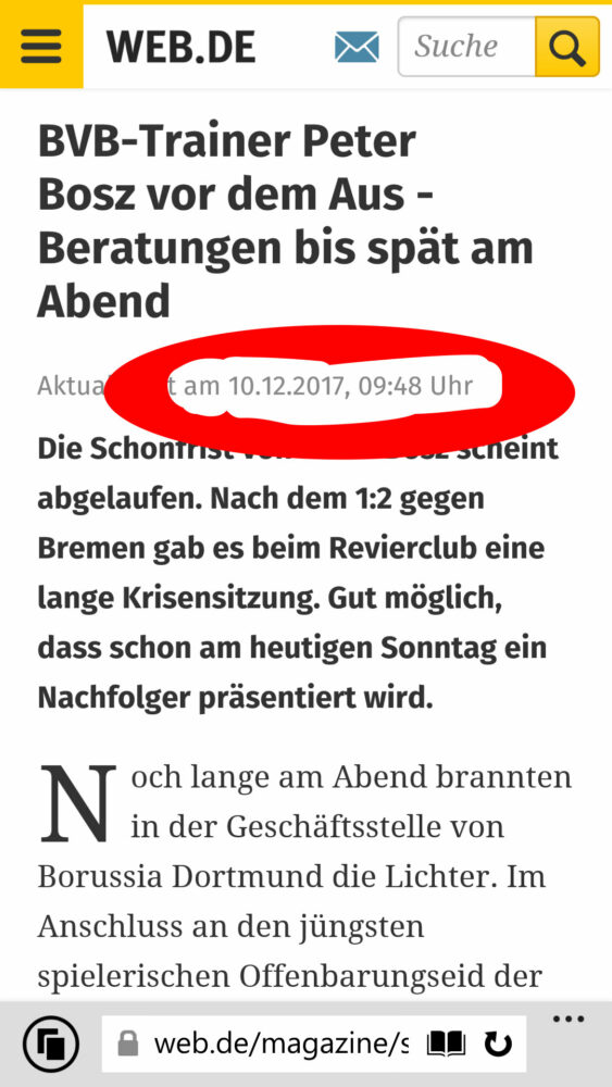 Entlassung Bosz in Frage, Krisensitzung